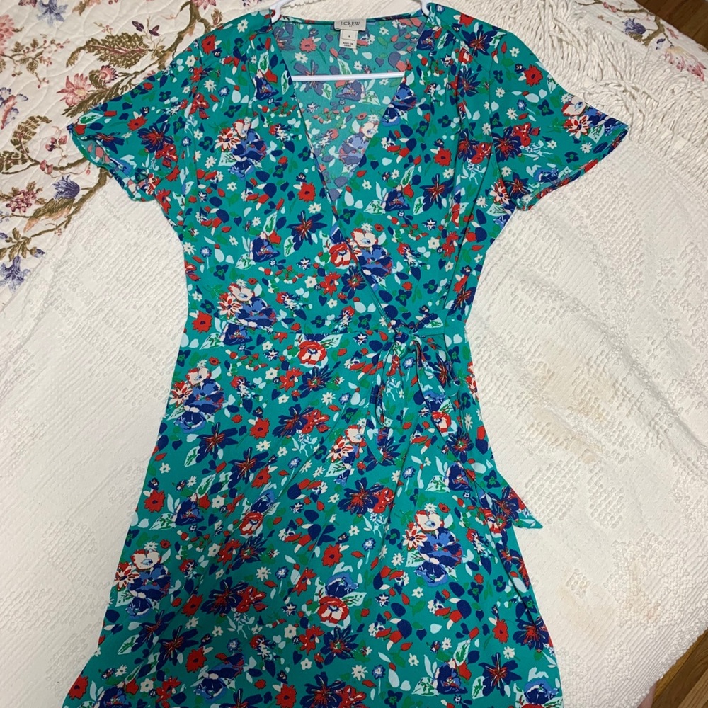 J crew wrap front dress knee length